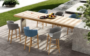 CALYPSO - High fabric and teak stool by Royal Botania - view 3